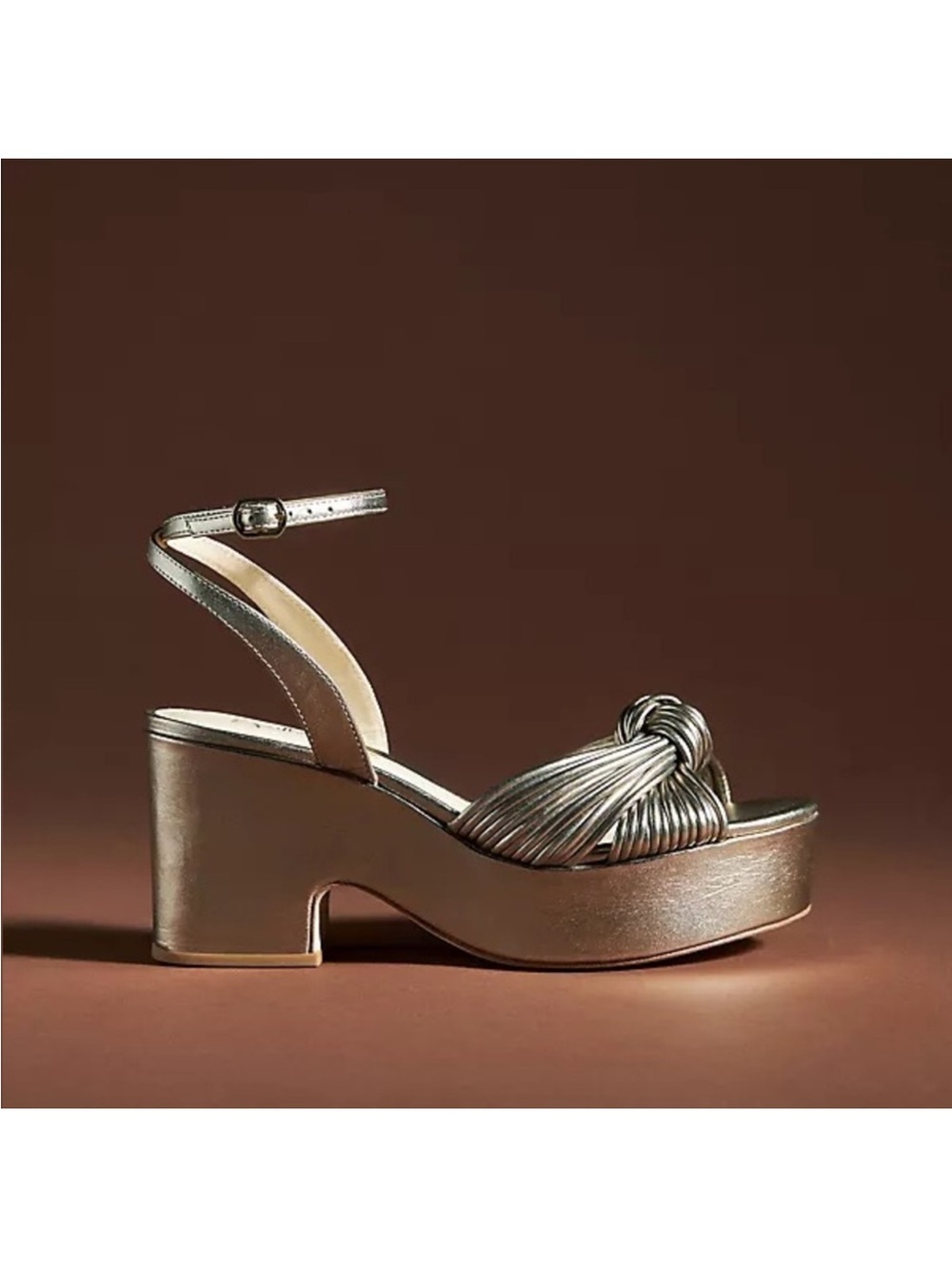 Anthropologie Guilhermina Metallic Knotted Platform Sandals Size 8 - Picture 2 of 5